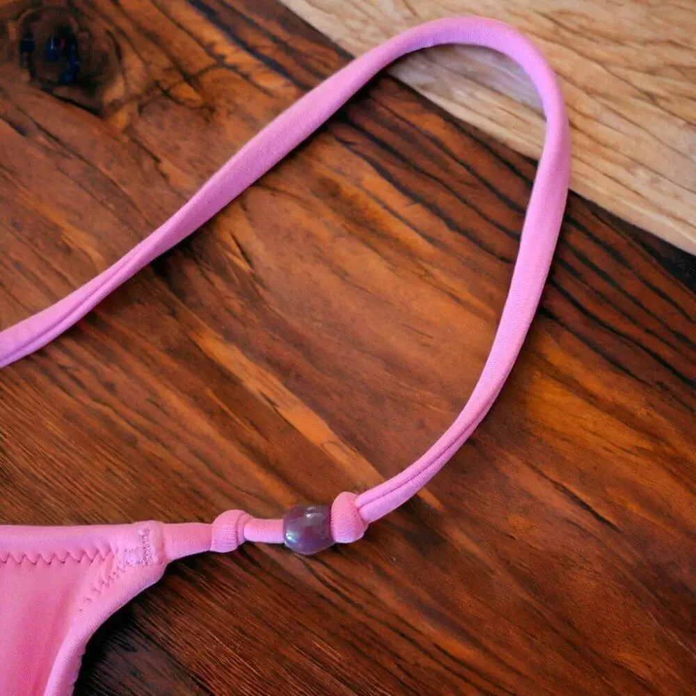 J. Crew Strappy Plunge Cheeky One-Piece Bead Detail Pink M NWT
